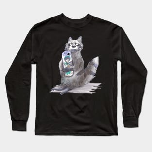 Racoon drinking Juice :3 Long Sleeve T-Shirt